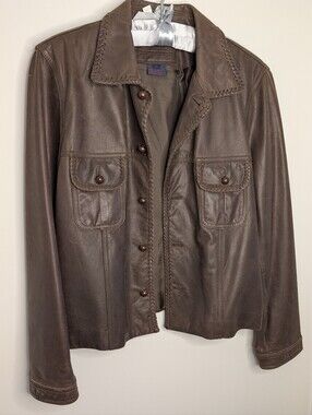 Vintage  Ralph Lauren Blue Label Western Braided Leather Utility Jacket- Women's
